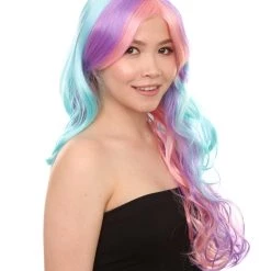 HPO Long Colorful Curly Wave Cosplay Womens Wig | Crazy Colorful Stage/Event Fancy Wig | Premium Breathable Capless Cap 14 HPO Long Colorful Curly Wave Cosplay Womens Wig | Crazy Colorful Stage/Event Fancy Wig | Premium Breathable Capless Cap