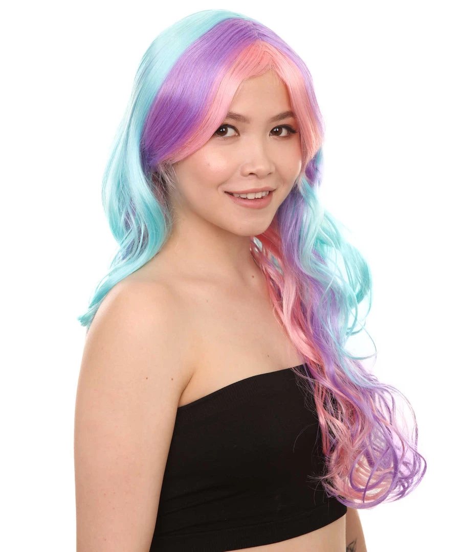HPO Long Colorful Curly Wave Cosplay Womens Wig | Crazy Colorful Stage/Event Fancy Wig | Premium Breathable Capless Cap 6 HPO Long Colorful Curly Wave Cosplay Womens Wig | Crazy Colorful Stage/Event Fancy Wig | Premium Breathable Capless Cap