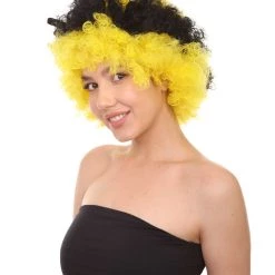 HPO Bee Unisex Wig | Jumbo Super Size Afro Yellow Black Cosplay Halloween Wig | Premium Breathable Capless Cap