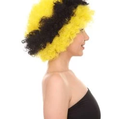 HPO Bee Unisex Wig | Jumbo Super Size Afro Yellow Black Cosplay Halloween Wig | Premium Breathable Capless Cap
