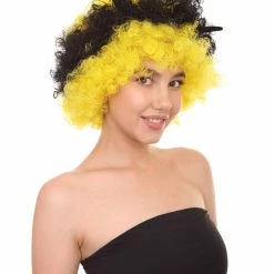HPO Bee Unisex Wig | Jumbo Super Size Afro Yellow Black Cosplay Halloween Wig | Premium Breathable Capless Cap
