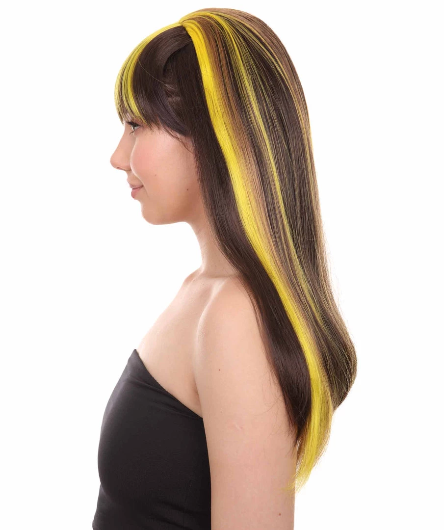 HPO Monster Womens Wig | Neon Yellow & Black Cosplay Halloween Wig | Premium Breathable Capless Cap 3 HPO Monster Womens Wig | Neon Yellow & Black Cosplay Halloween Wig | Premium Breathable Capless Cap