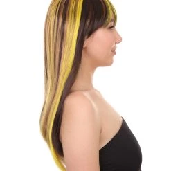 HPO Monster Womens Wig | Neon Yellow & Black Cosplay Halloween Wig | Premium Breathable Capless Cap 13 HPO Monster Womens Wig | Neon Yellow & Black Cosplay Halloween Wig | Premium Breathable Capless Cap