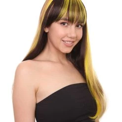 HPO Monster Womens Wig | Neon Yellow & Black Cosplay Halloween Wig | Premium Breathable Capless Cap 14 HPO Monster Womens Wig | Neon Yellow & Black Cosplay Halloween Wig | Premium Breathable Capless Cap