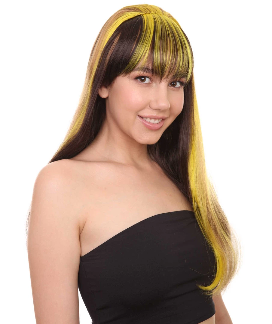 HPO Monster Womens Wig | Neon Yellow & Black Cosplay Halloween Wig | Premium Breathable Capless Cap 6 HPO Monster Womens Wig | Neon Yellow & Black Cosplay Halloween Wig | Premium Breathable Capless Cap