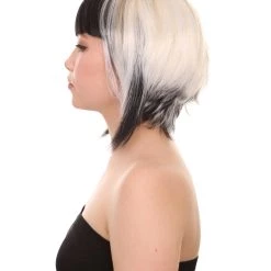 HPO Short Mix Color Womens Wig | White Black Bob Wig | Premium Breathable Capless Cap Men's 11 HPO Short Mix Color Womens Wig | White Black Bob Wig | Premium Breathable Capless Cap Men's