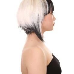 HPO Short Mix Color Womens Wig | White Black Bob Wig | Premium Breathable Capless Cap Men's 13 HPO Short Mix Color Womens Wig | White Black Bob Wig | Premium Breathable Capless Cap Men's