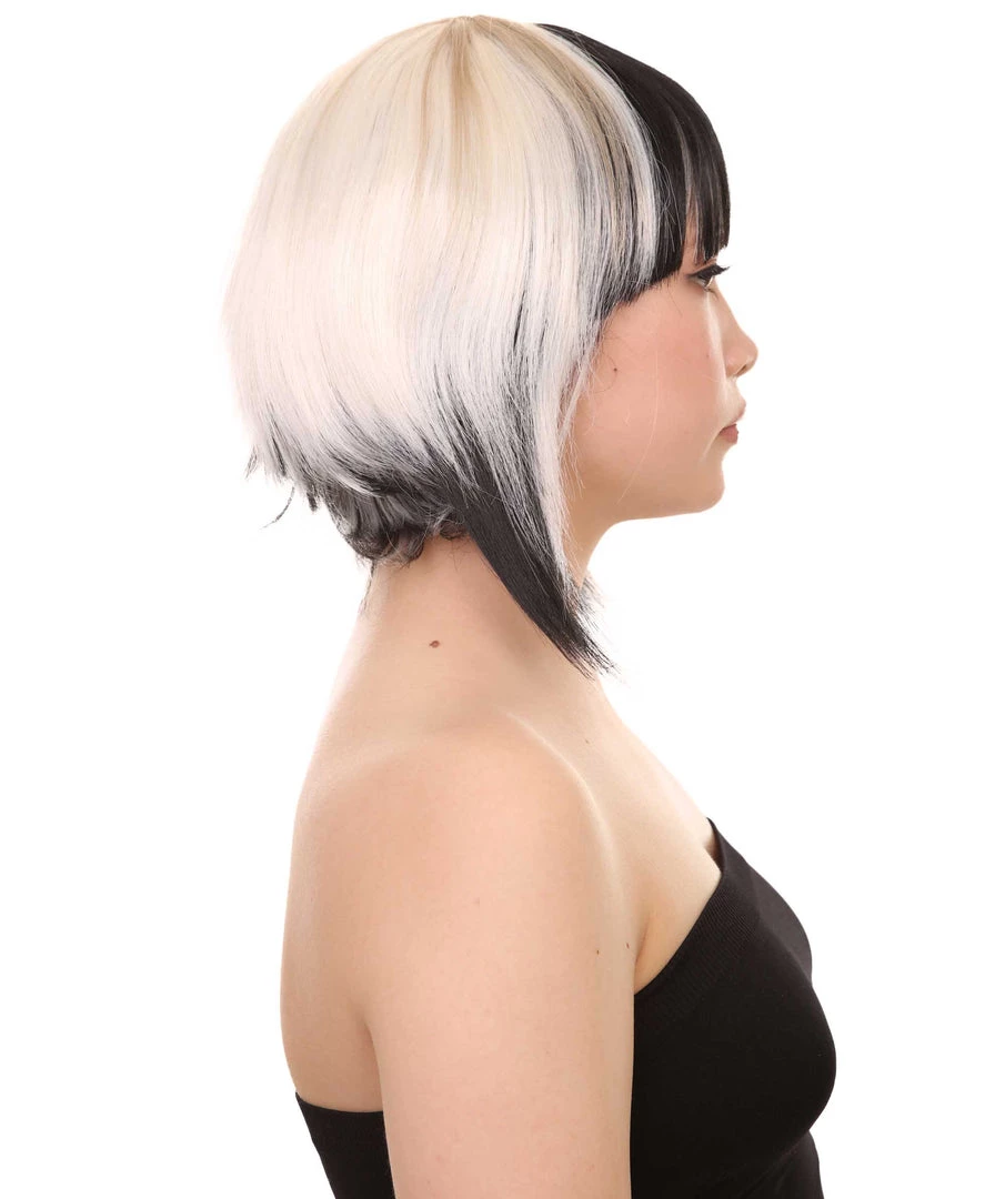 HPO Short Mix Color Womens Wig | White Black Bob Wig | Premium Breathable Capless Cap Men's 5 HPO Short Mix Color Womens Wig | White Black Bob Wig | Premium Breathable Capless Cap Men's