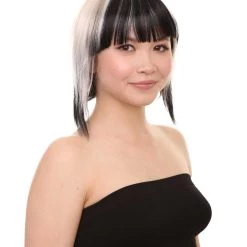 HPO Short Mix Color Womens Wig | White Black Bob Wig | Premium Breathable Capless Cap Men's 14 HPO Short Mix Color Womens Wig | White Black Bob Wig | Premium Breathable Capless Cap Men's