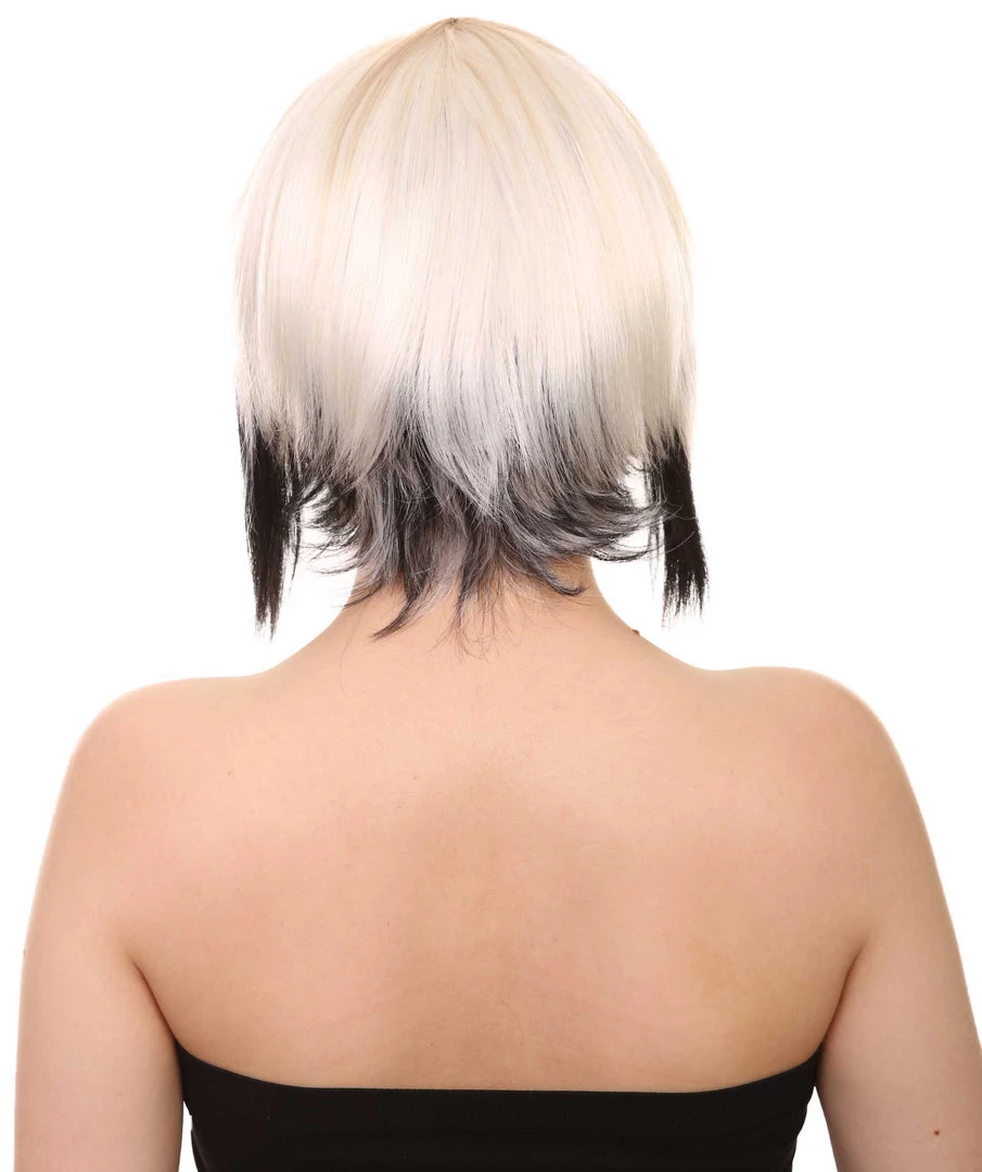 HPO Short Mix Color Womens Wig | White Black Bob Wig | Premium Breathable Capless Cap Men's 4 HPO Short Mix Color Womens Wig | White Black Bob Wig | Premium Breathable Capless Cap Men's