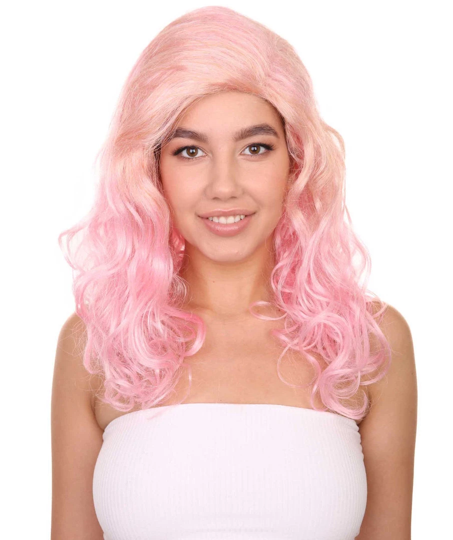 Adult Women's 17" Inch Medium Length Wavy Hollywood Glam Costume Wig, Synthetic Soft Fiber Costume Cosplay Hair | HPO 1 Adult Women's 17" Inch Medium Length Wavy Hollywood Glam Costume Wig, Synthetic Soft Fiber Costume Cosplay Hair | HPO