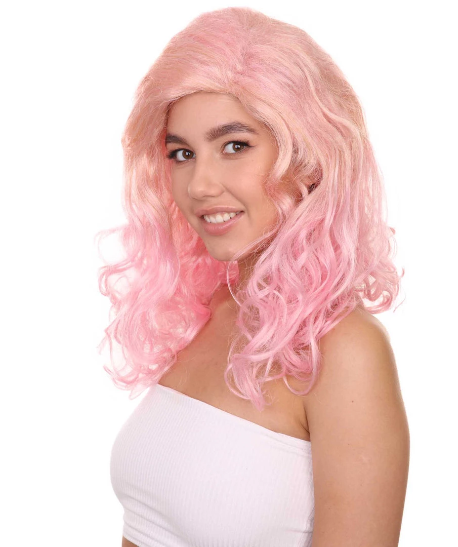 Adult Women's 17" Inch Medium Length Wavy Hollywood Glam Costume Wig, Synthetic Soft Fiber Costume Cosplay Hair | HPO 2 Adult Women's 17" Inch Medium Length Wavy Hollywood Glam Costume Wig, Synthetic Soft Fiber Costume Cosplay Hair | HPO
