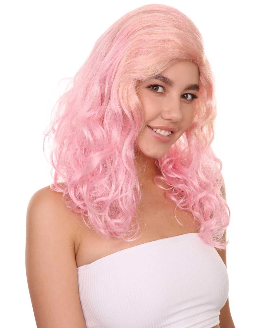 Adult Women's 17" Inch Medium Length Wavy Hollywood Glam Costume Wig, Synthetic Soft Fiber Costume Cosplay Hair | HPO 6 Adult Women's 17" Inch Medium Length Wavy Hollywood Glam Costume Wig, Synthetic Soft Fiber Costume Cosplay Hair | HPO