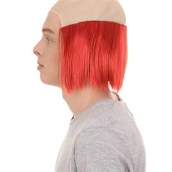 HPO Bald Straight Mens Clown Red Wig | Wig With Bald Cap Men's 12 HPO Bald Straight Mens Clown Red Wig | Wig With Bald Cap Men's
