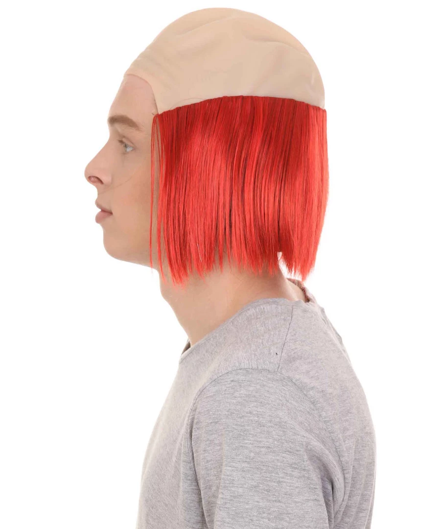 HPO Bald Straight Mens Clown Red Wig | Wig With Bald Cap Men's 4 HPO Bald Straight Mens Clown Red Wig | Wig With Bald Cap Men's
