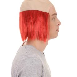 HPO Bald Straight Mens Clown Red Wig | Wig With Bald Cap Men's 14 HPO Bald Straight Mens Clown Red Wig | Wig With Bald Cap Men's