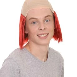 HPO Bald Straight Mens Clown Red Wig | Wig With Bald Cap Men's 15 HPO Bald Straight Mens Clown Red Wig | Wig With Bald Cap Men's