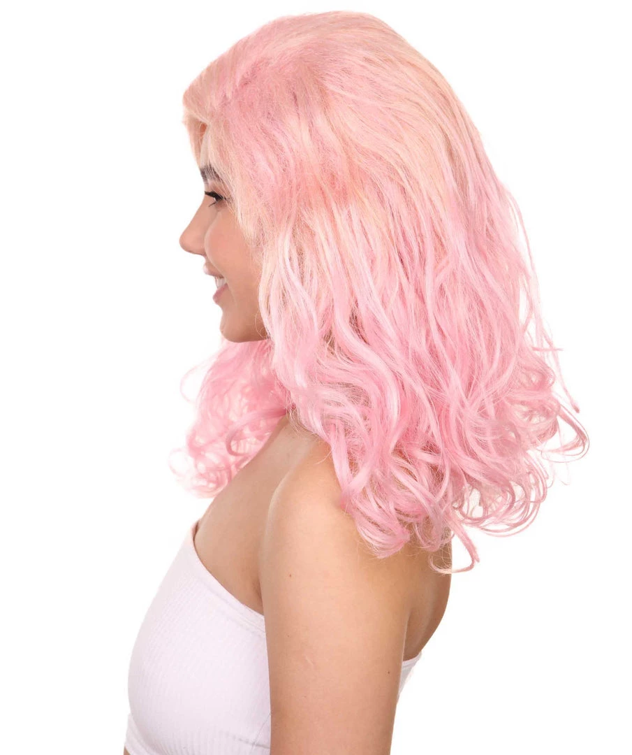 Adult Women's 17" Inch Medium Length Wavy Hollywood Glam Costume Wig, Synthetic Soft Fiber Costume Cosplay Hair | HPO 3 Adult Women's 17" Inch Medium Length Wavy Hollywood Glam Costume Wig, Synthetic Soft Fiber Costume Cosplay Hair | HPO