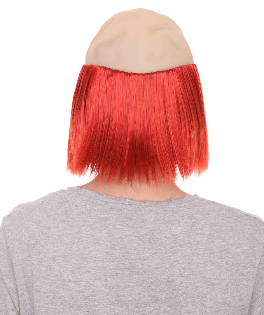 HPO Bald Straight Mens Clown Red Wig | Wig With Bald Cap Men's 5 HPO Bald Straight Mens Clown Red Wig | Wig With Bald Cap Men's