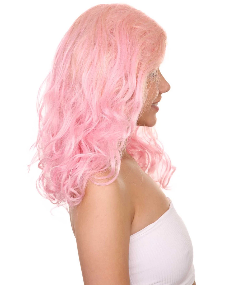 Adult Women's 17" Inch Medium Length Wavy Hollywood Glam Costume Wig, Synthetic Soft Fiber Costume Cosplay Hair | HPO 5 Adult Women's 17" Inch Medium Length Wavy Hollywood Glam Costume Wig, Synthetic Soft Fiber Costume Cosplay Hair | HPO