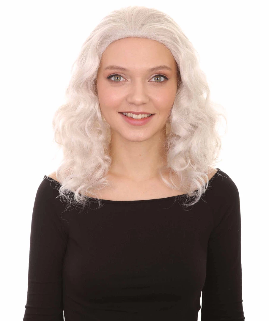 HPO Women's Womens Ice Witch Wig | White Scary Wigs | Premium Breathable Capless Cap 2 HPO Women's Womens Ice Witch Wig | White Scary Wigs | Premium Breathable Capless Cap