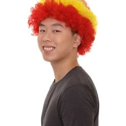 FLAGWIGS Sport Afro Fun Wig Collection | Jumbo Red Yellow Wig