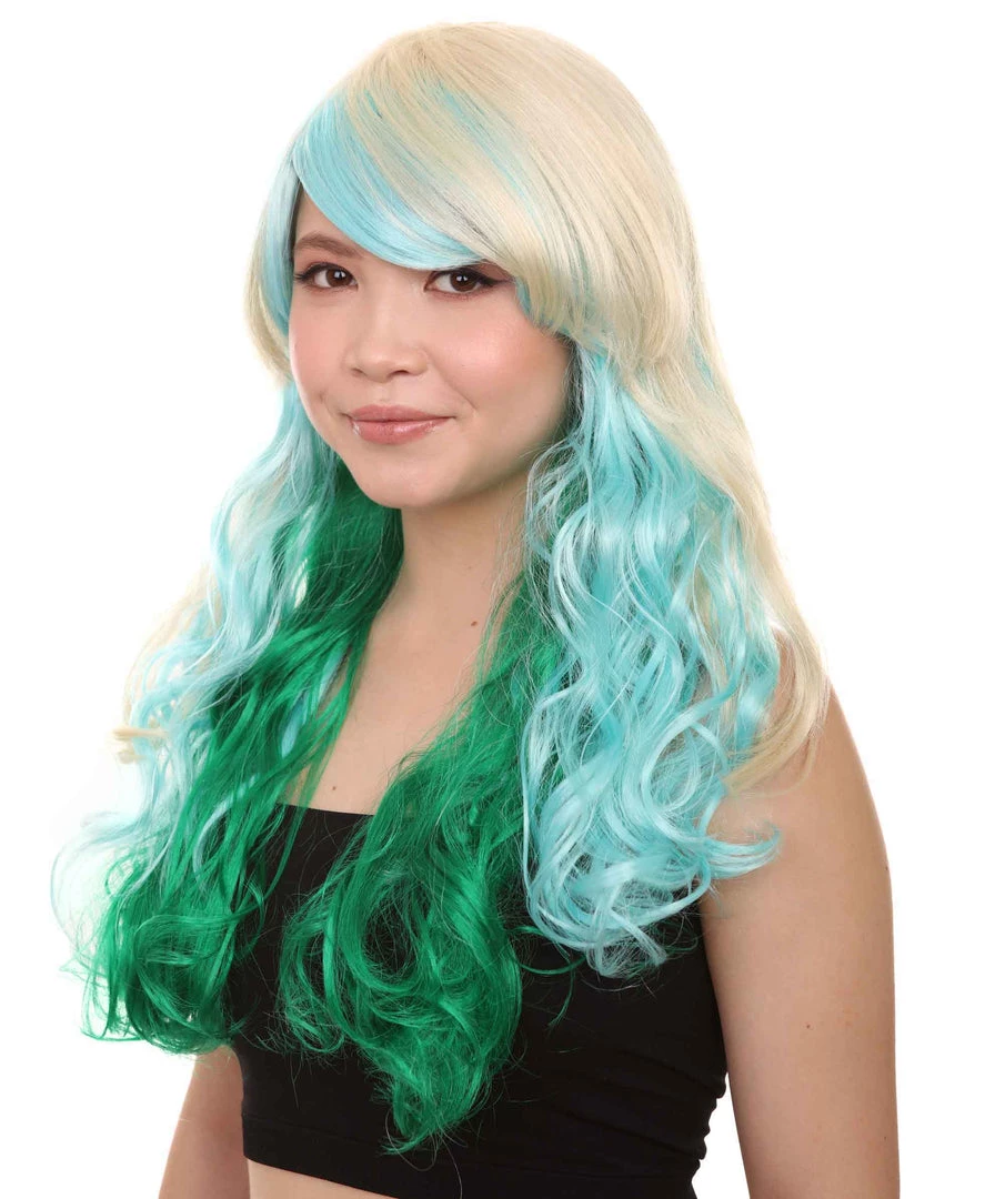 HPO Women's Mixed Color Long Curly Wavy Womens Wig | Fancy Party Event Ready Halloween Wig | Premium Breathable Capless Cap 2 HPO Women's Mixed Color Long Curly Wavy Womens Wig | Fancy Party Event Ready Halloween Wig | Premium Breathable Capless Cap