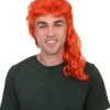 HPO 80's Orange Super Mullet Mens Wig | Pumkin Long Cosplay Halloween Wig | Premium Breathable Capless Cap