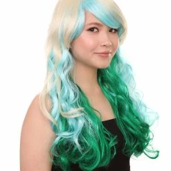 HPO Women's Mixed Color Long Curly Wavy Womens Wig | Fancy Party Event Ready Halloween Wig | Premium Breathable Capless Cap 14 HPO Women's Mixed Color Long Curly Wavy Womens Wig | Fancy Party Event Ready Halloween Wig | Premium Breathable Capless Cap