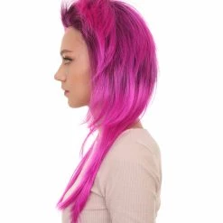 HPO Rock Star Mens Wig | Neon Purple Mullet Long Wig | Premium Breathable Capless Cap