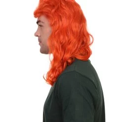 HPO 80's Orange Super Mullet Mens Wig | Pumkin Long Cosplay Halloween Wig | Premium Breathable Capless Cap 11 HPO 80's Orange Super Mullet Mens Wig | Pumkin Long Cosplay Halloween Wig | Premium Breathable Capless Cap