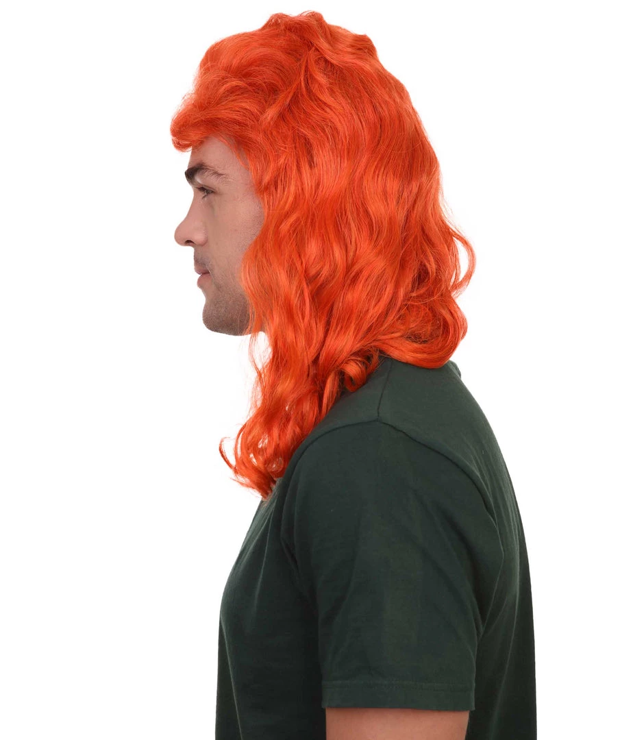 HPO 80's Orange Super Mullet Mens Wig | Pumkin Long Cosplay Halloween Wig | Premium Breathable Capless Cap 3 HPO 80's Orange Super Mullet Mens Wig | Pumkin Long Cosplay Halloween Wig | Premium Breathable Capless Cap