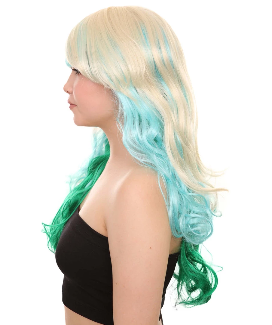 HPO Women's Mixed Color Long Curly Wavy Womens Wig | Fancy Party Event Ready Halloween Wig | Premium Breathable Capless Cap 3 HPO Women's Mixed Color Long Curly Wavy Womens Wig | Fancy Party Event Ready Halloween Wig | Premium Breathable Capless Cap