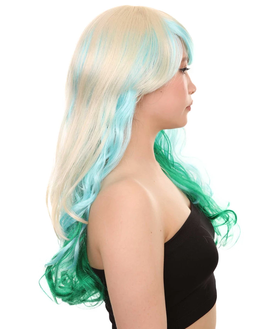 HPO Women's Mixed Color Long Curly Wavy Womens Wig | Fancy Party Event Ready Halloween Wig | Premium Breathable Capless Cap 5 HPO Women's Mixed Color Long Curly Wavy Womens Wig | Fancy Party Event Ready Halloween Wig | Premium Breathable Capless Cap