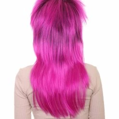 HPO Rock Star Mens Wig | Neon Purple Mullet Long Wig | Premium Breathable Capless Cap