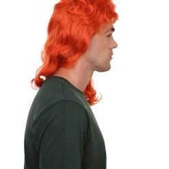 HPO 80's Orange Super Mullet Mens Wig | Pumkin Long Cosplay Halloween Wig | Premium Breathable Capless Cap 13 HPO 80's Orange Super Mullet Mens Wig | Pumkin Long Cosplay Halloween Wig | Premium Breathable Capless Cap