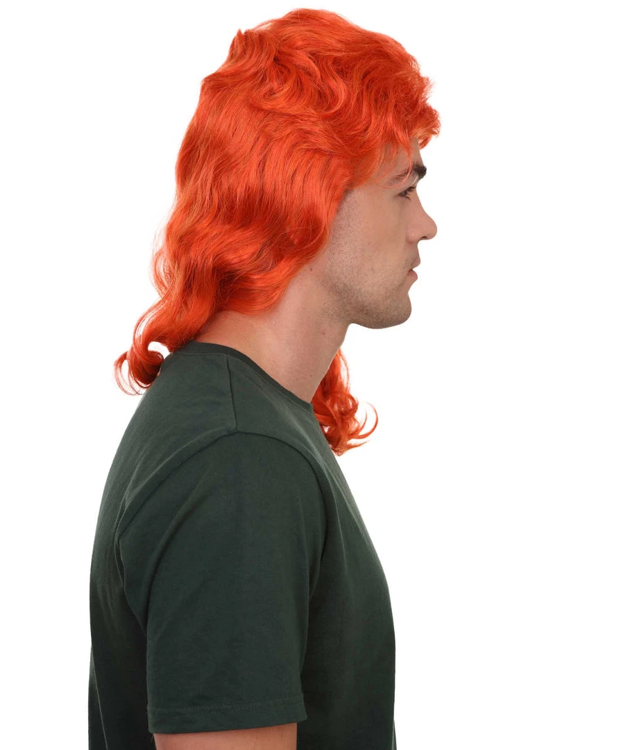 HPO 80's Orange Super Mullet Mens Wig | Pumkin Long Cosplay Halloween Wig | Premium Breathable Capless Cap 5 HPO 80's Orange Super Mullet Mens Wig | Pumkin Long Cosplay Halloween Wig | Premium Breathable Capless Cap