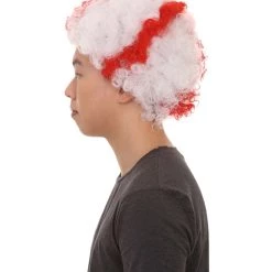 FLAGWIGS SALE England Sport Afro Fun Wig | Red White Jumbo Wig