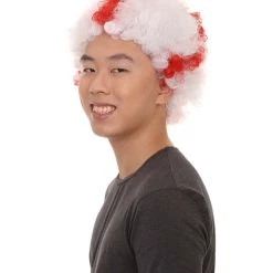 FLAGWIGS SALE England Sport Afro Fun Wig | Red White Jumbo Wig