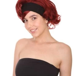 HPO 60's Womens Go-Go Wig With Headband | Auburn Vintage Wig | Premium Breathable Capless Cap