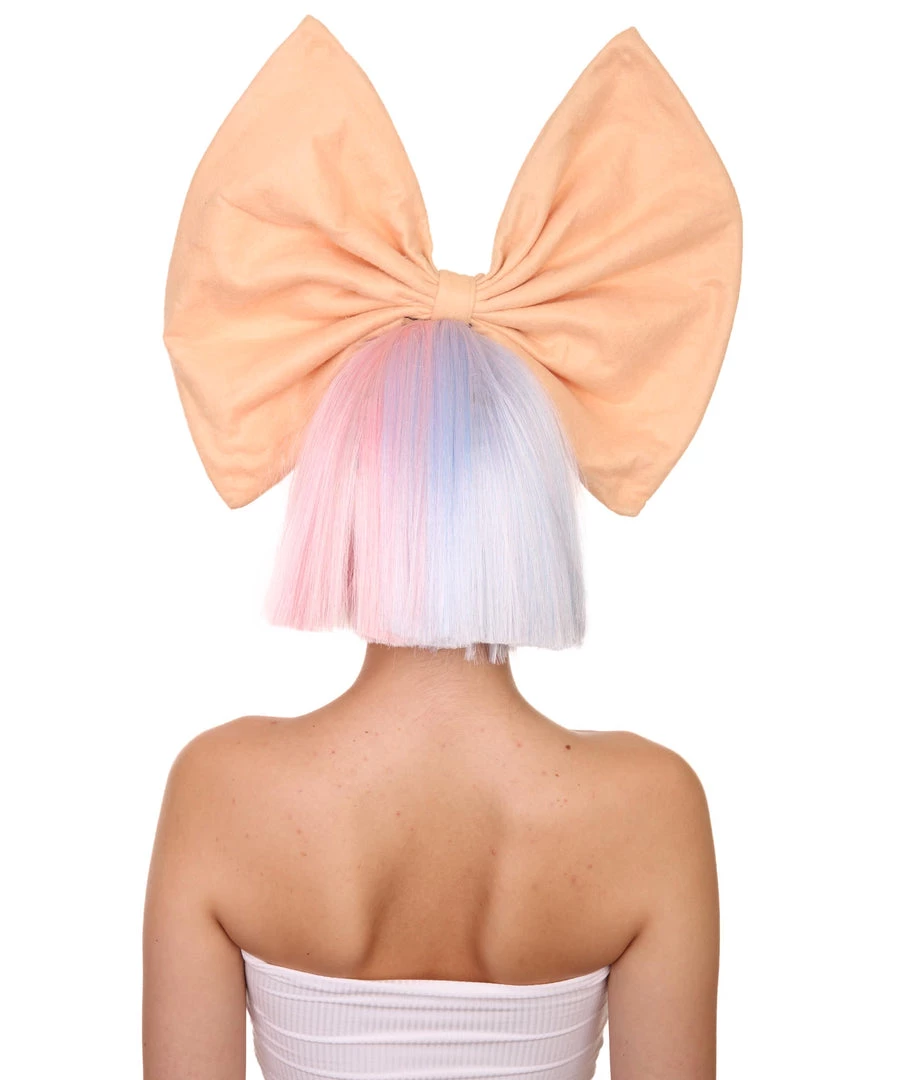 Adult Women's 9" Inch Short Length Halloween Two Tone Group Singer Wig With Bow, Synthetic Soft Fiber Hair, Perfect For Your Next Festival Convention And Group Bachelorette Party! | HPO 4 Adult Women's 9" Inch Short Length Halloween Two Tone Group Singer Wig With Bow, Synthetic Soft Fiber Hair, Perfect For Your Next Festival Convention And Group Bachelorette Party! | HPO
