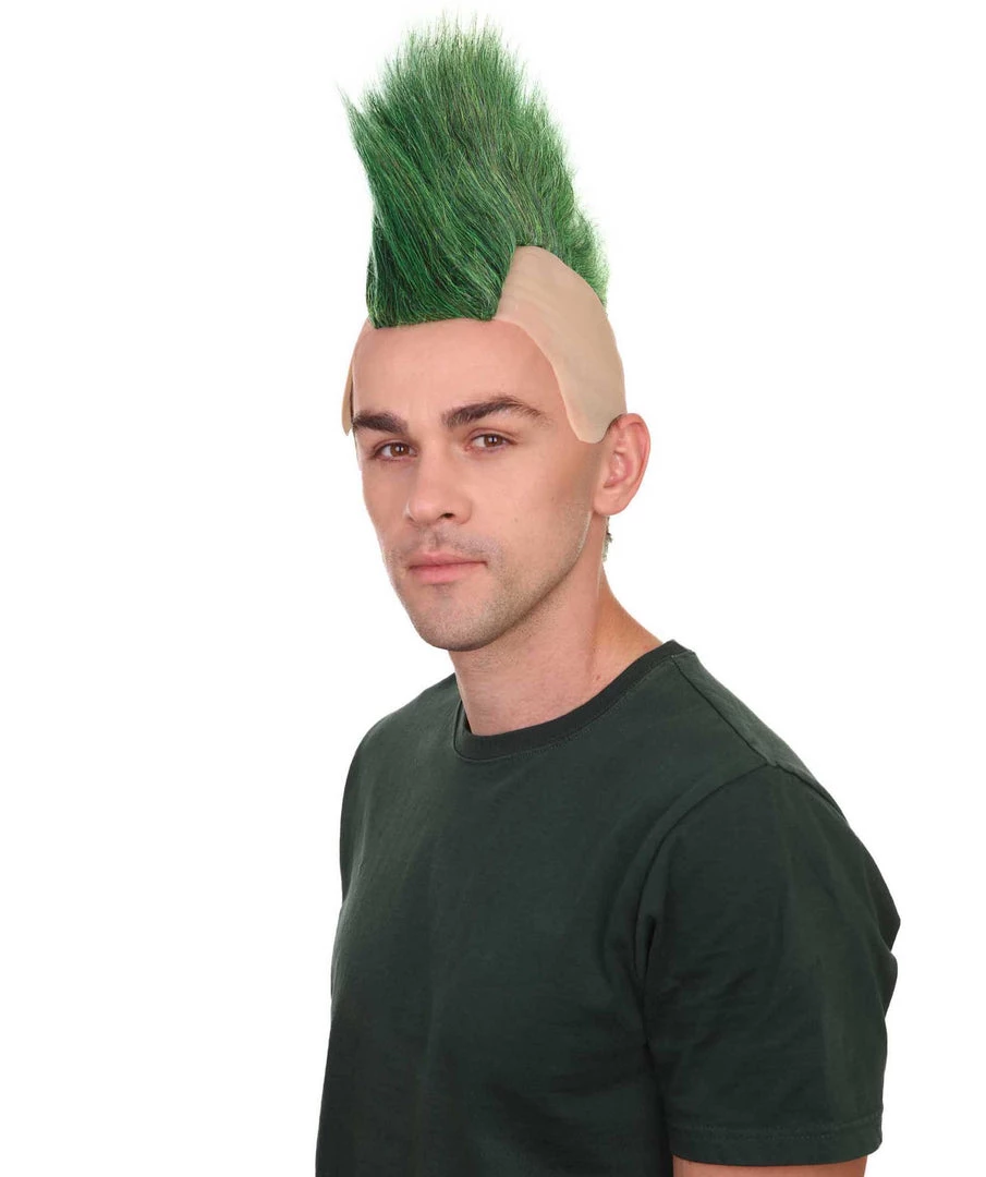 HPO Green Mohawk Mens Wig | Celebrity Cosplay Halloween Wig 2 HPO Green Mohawk Mens Wig | Celebrity Cosplay Halloween Wig
