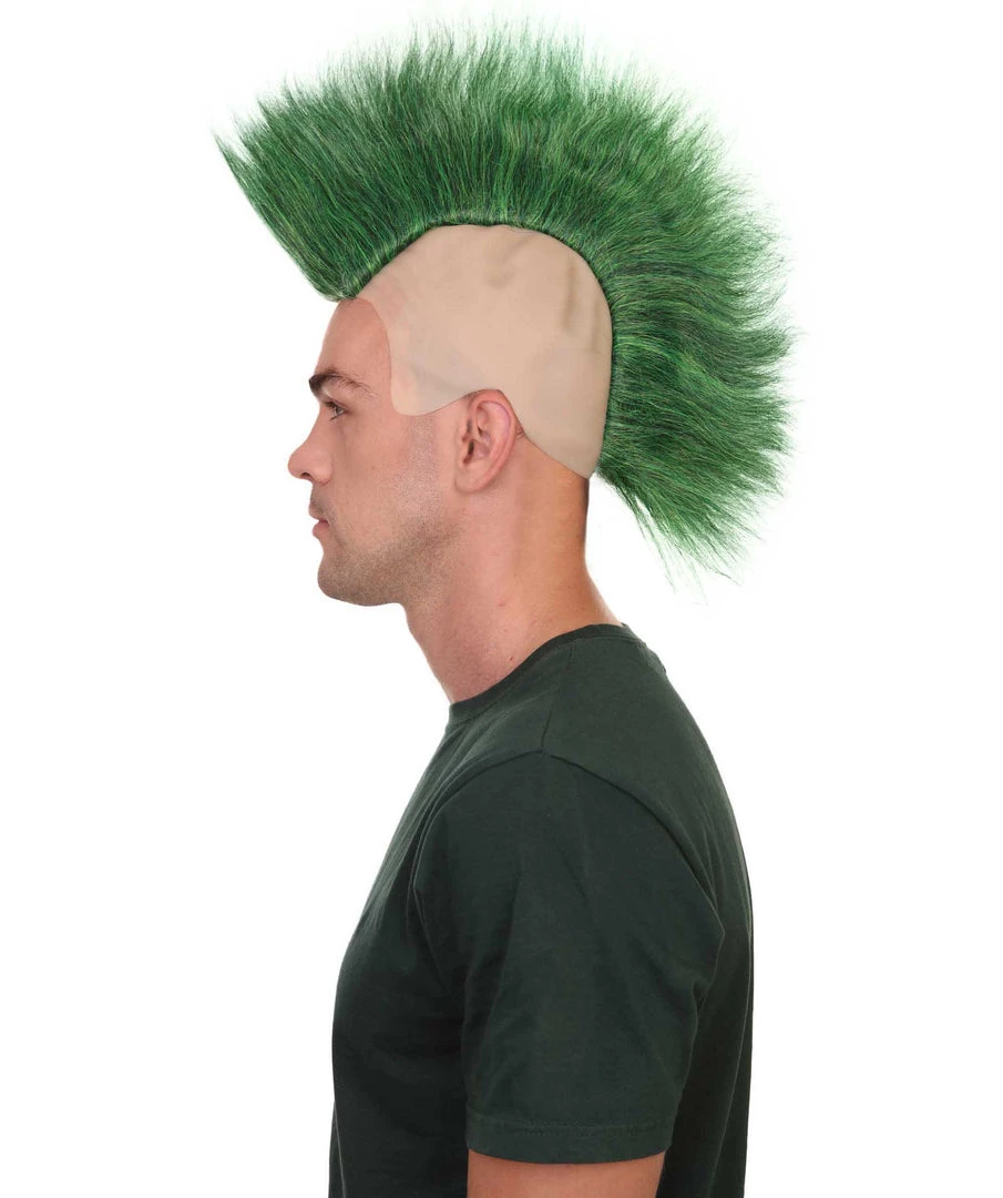 HPO Green Mohawk Mens Wig | Celebrity Cosplay Halloween Wig 3 HPO Green Mohawk Mens Wig | Celebrity Cosplay Halloween Wig