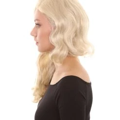 HPO Women's Womens Singer Album Curly Wavy Wig | Blonde Celebrity Wigs | Premium Breathable Capless Cap