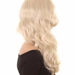 HPO Women's Womens Singer Album Curly Wavy Wig | Blonde Celebrity Wigs | Premium Breathable Capless Cap