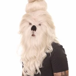 HPO Serpant Monk | Men's White Brown Straight Serpant Monk Cosplay Wig | Premium Breathable Capless Cap