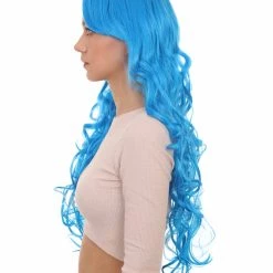 HPO Women's Long Curly Blue Womens Wig | Dramatical Cosplay Halloween Wig | Premium Breathable Capless Cap 11 HPO Women's Long Curly Blue Womens Wig | Dramatical Cosplay Halloween Wig | Premium Breathable Capless Cap
