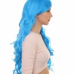 HPO Women's Long Curly Blue Womens Wig | Dramatical Cosplay Halloween Wig | Premium Breathable Capless Cap 13 HPO Women's Long Curly Blue Womens Wig | Dramatical Cosplay Halloween Wig | Premium Breathable Capless Cap