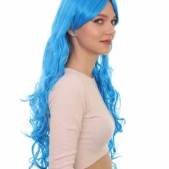 HPO Women's Long Curly Blue Womens Wig | Dramatical Cosplay Halloween Wig | Premium Breathable Capless Cap 14 HPO Women's Long Curly Blue Womens Wig | Dramatical Cosplay Halloween Wig | Premium Breathable Capless Cap