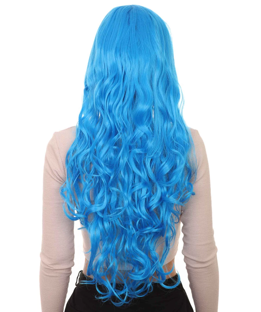 HPO Women's Long Curly Blue Womens Wig | Dramatical Cosplay Halloween Wig | Premium Breathable Capless Cap 4 HPO Women's Long Curly Blue Womens Wig | Dramatical Cosplay Halloween Wig | Premium Breathable Capless Cap